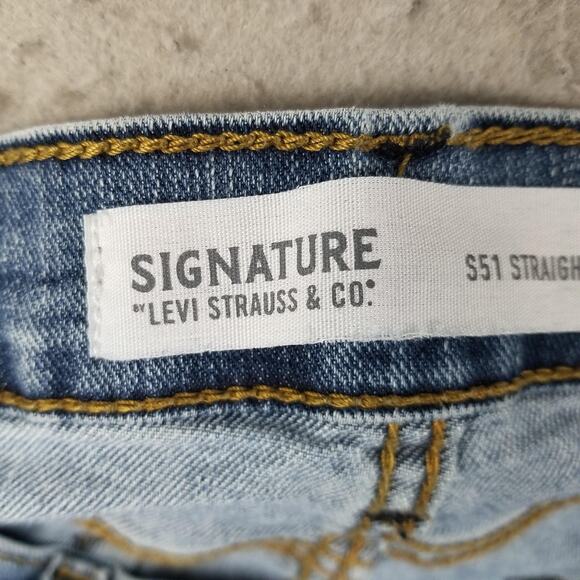 Levi Strauss Signature S51 Straight Jeans Mens 36x30 Blue Denim Stretch Classic - Picture 13 of 15
